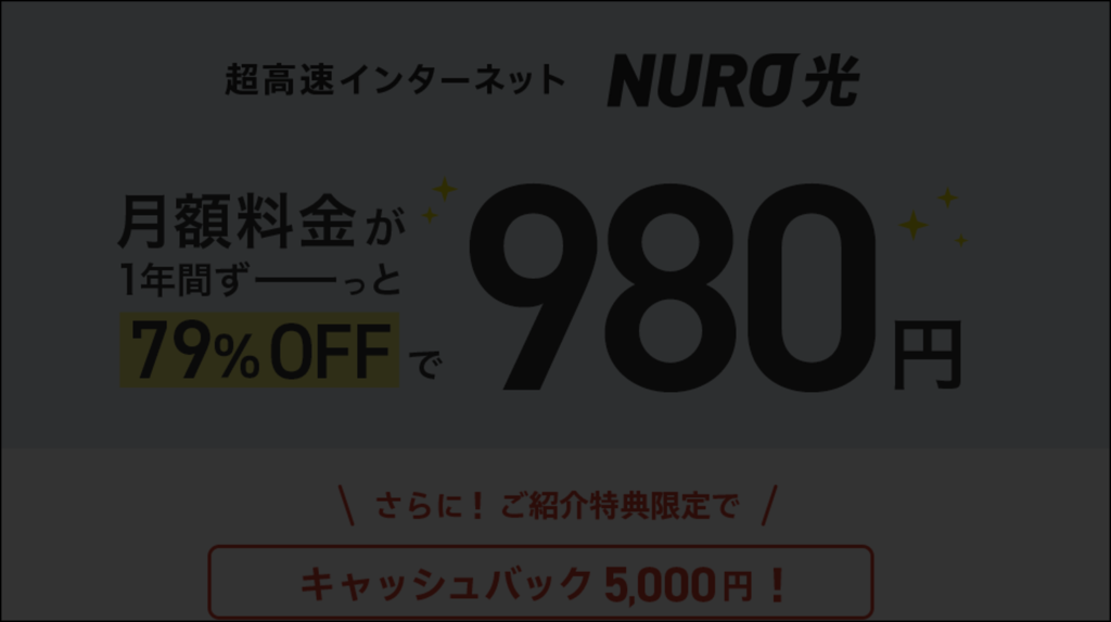 1年間980円+5000円キャッシュバック