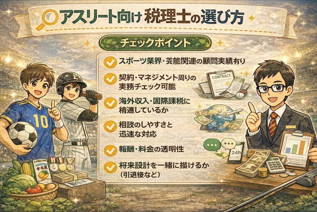 アスリート・スポーツ選手に強い税理士の選び方・チェック項目