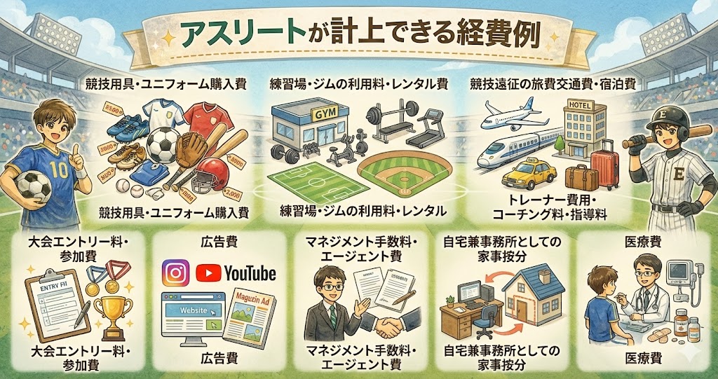 アスリートが計上できる経費例