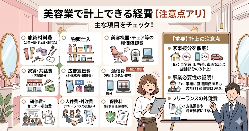 美容業で計上できる経費例