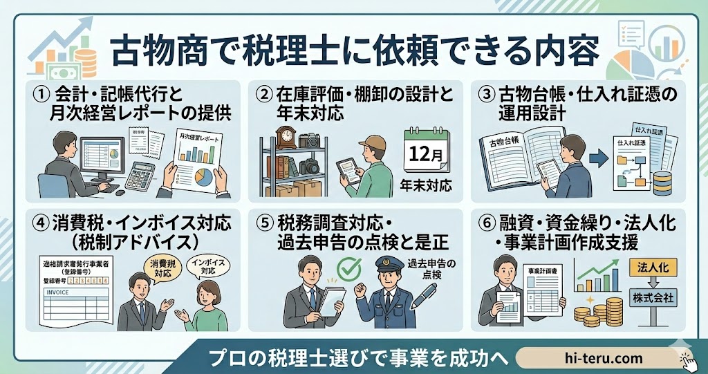 古物商で税理士に依頼できること