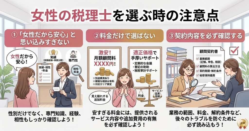 女性の税理士を選ぶ時の注意点