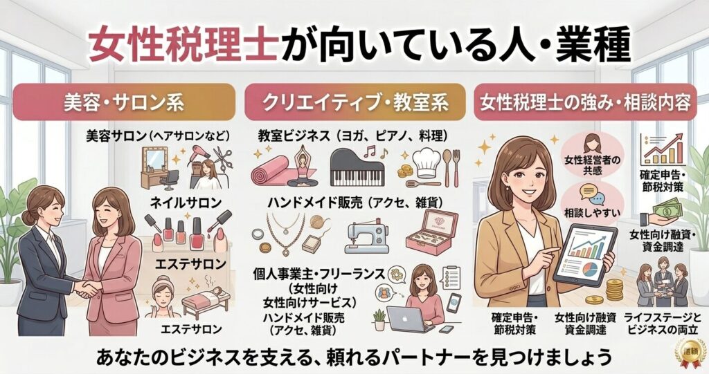 女性税理士が向いている人・業種
