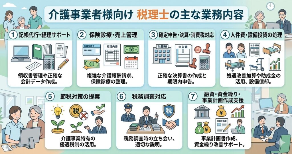 介護事業で税理士に依頼できる具体的な業務