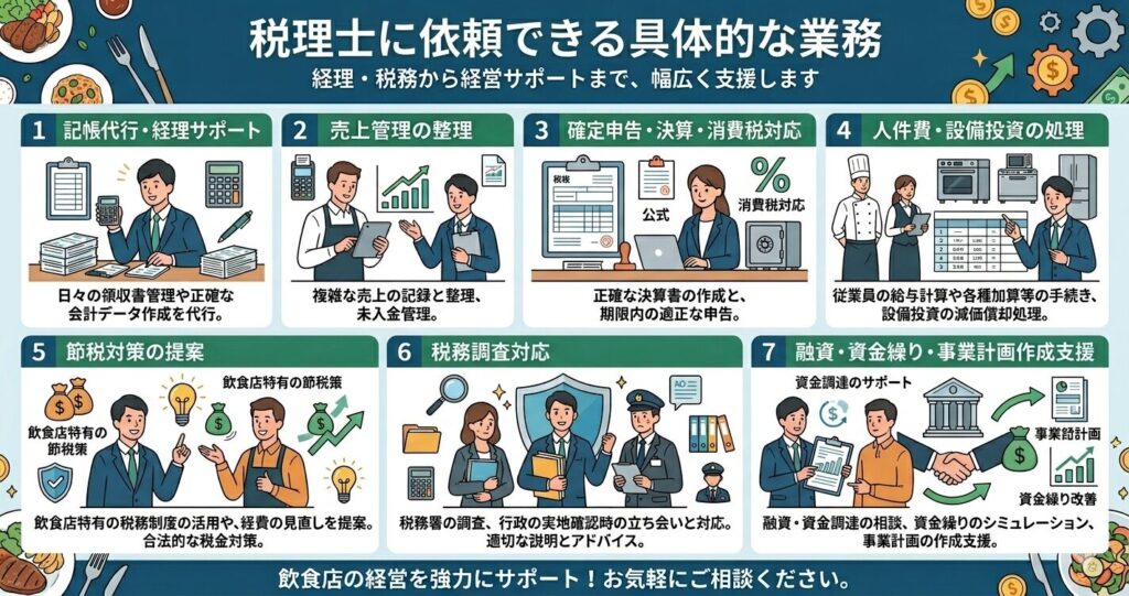 飲食店で税理士に依頼できる具体的な業務