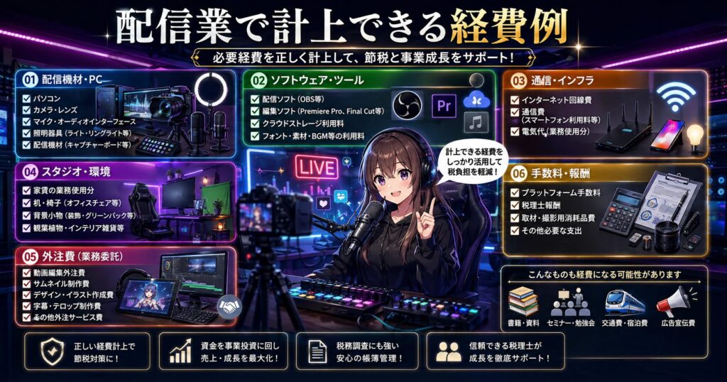 配信業で計上できる経費