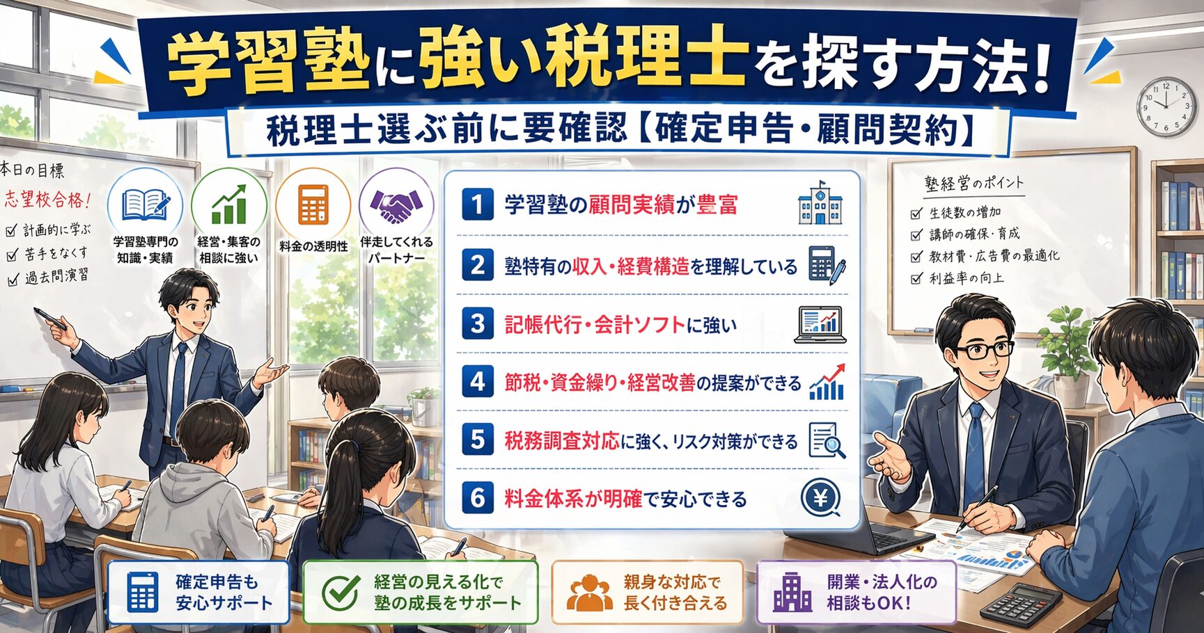 学習塾に強い税理士を探す方法
