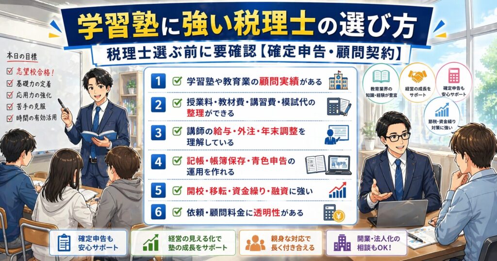 学習塾に強い税理士の選び方