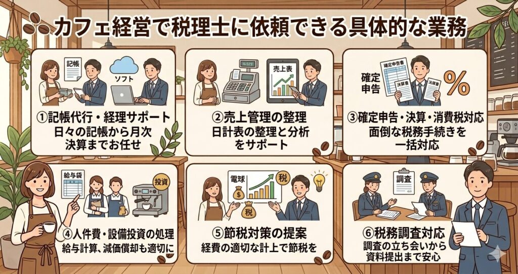 カフェ経営で税理士に依頼できる具体的な業務