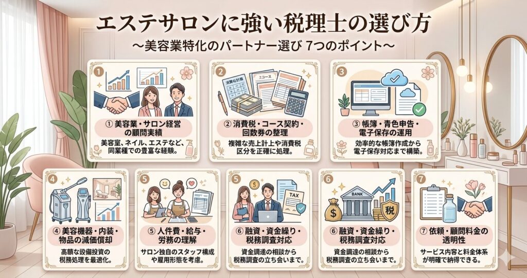エステサロンに強い税理士の選び方
