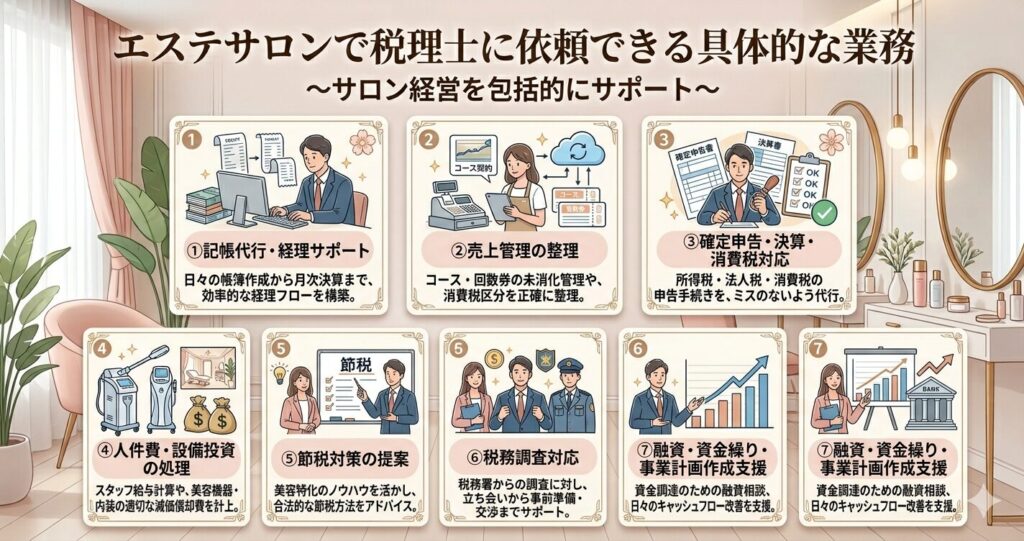 エステサロンで税理士に依頼できる具体的な業務
