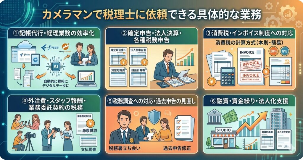 カメラマンで税理士に依頼できる具体的な業務