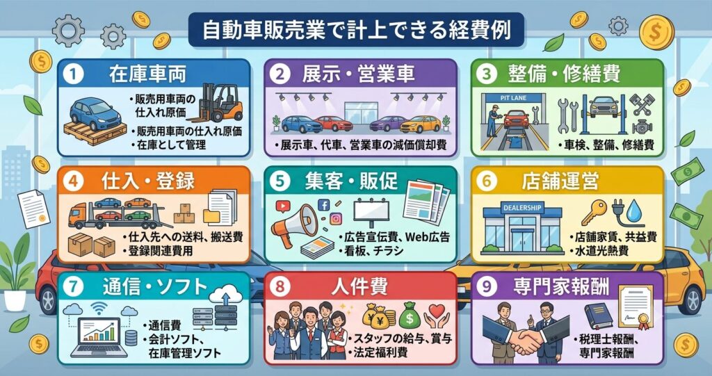 自動車販売業で計上できる経費