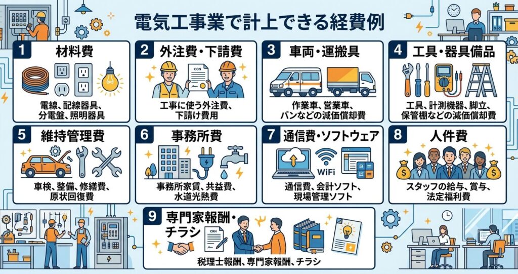電気工事業で計上できる経費