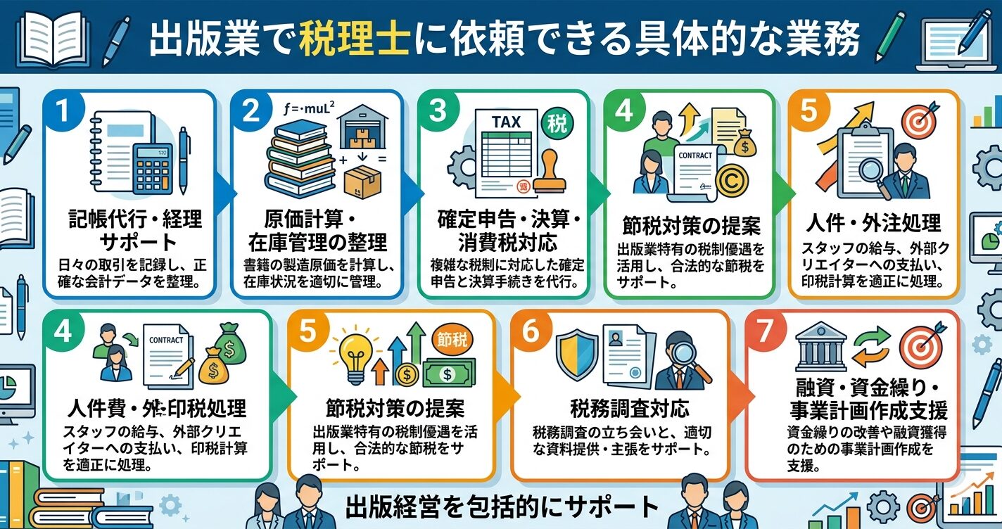 出版業で税理士に依頼できる具体的な業務