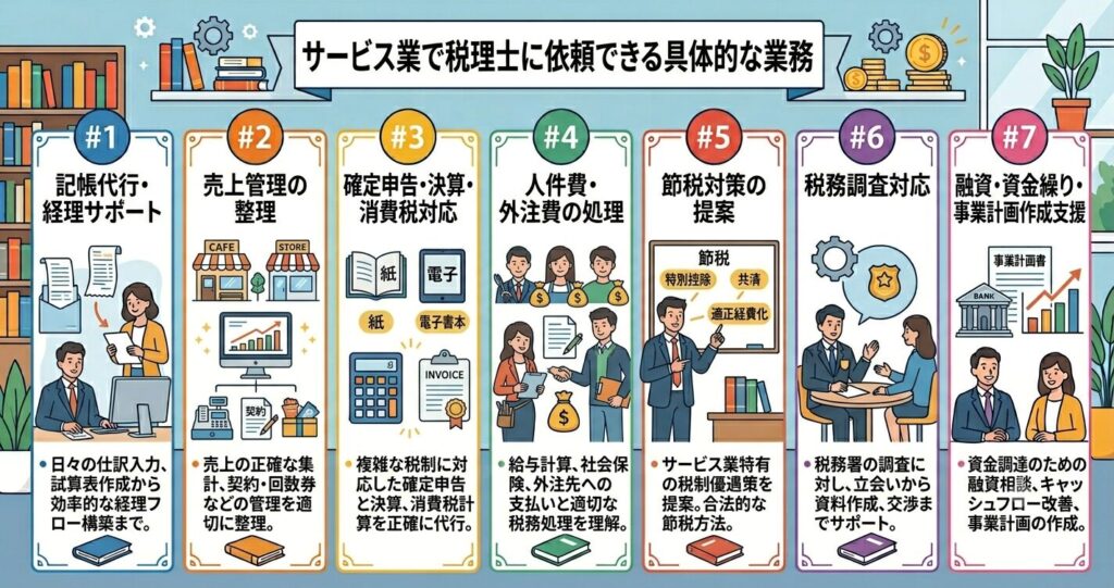 サービス業で税理士に依頼できる具体的な業務