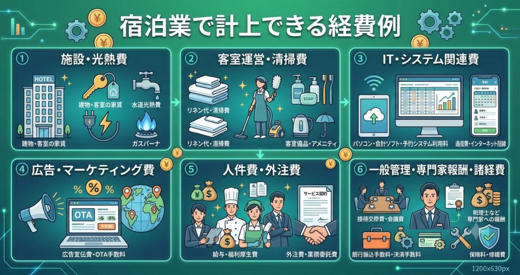 宿泊業で計上できる経費
