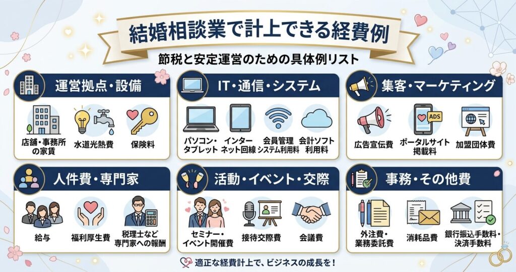 結婚相談業で計上できる経費