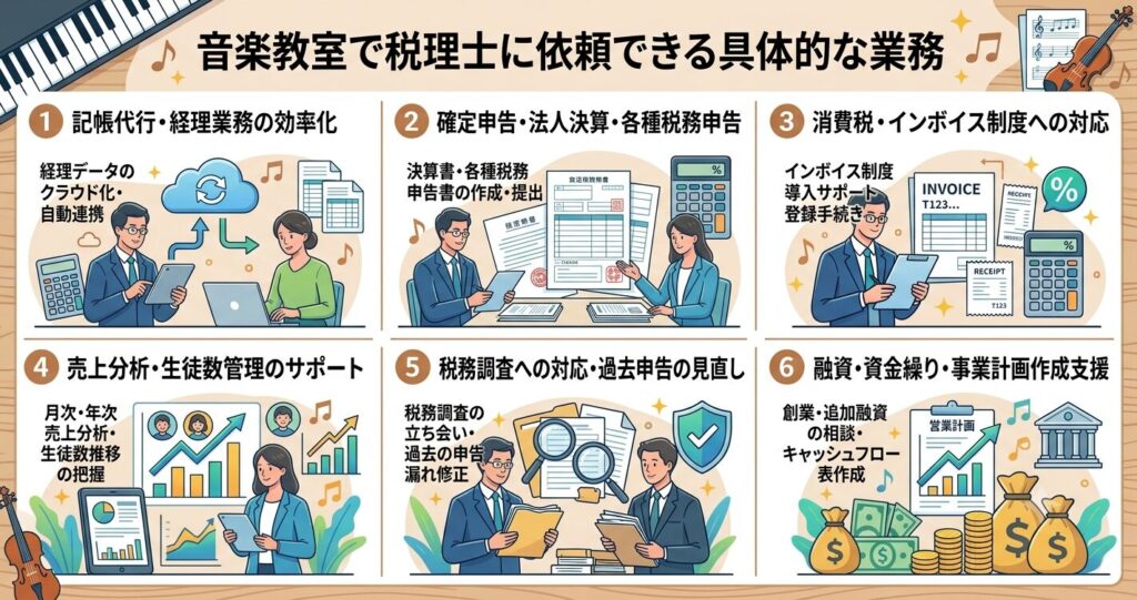 音楽教室で税理士に依頼できる具体的な業務