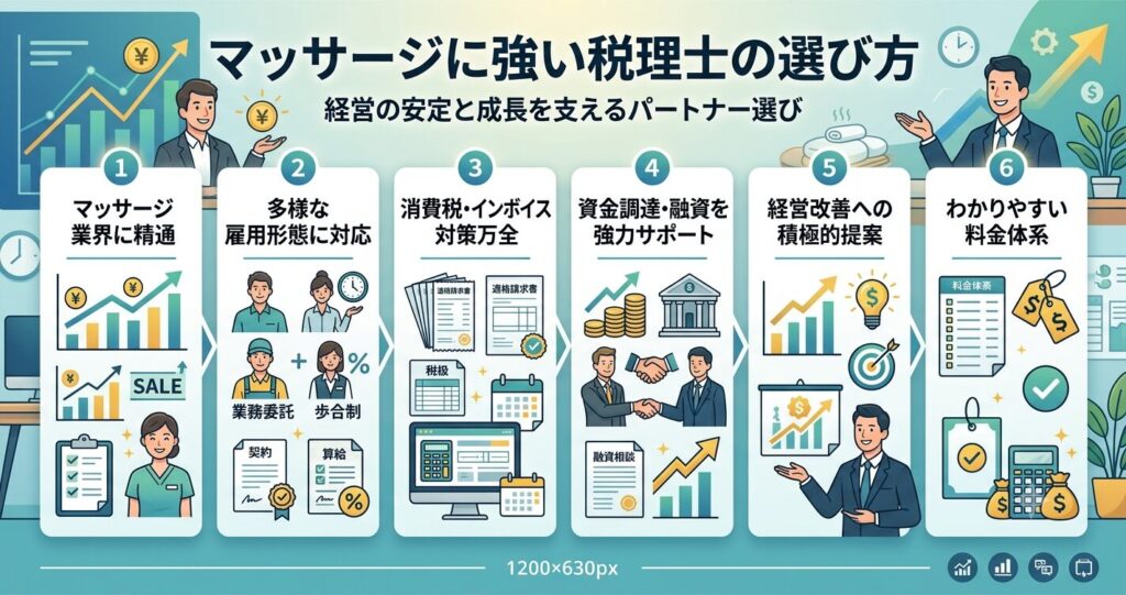 マッサージに強い税理士の選び方