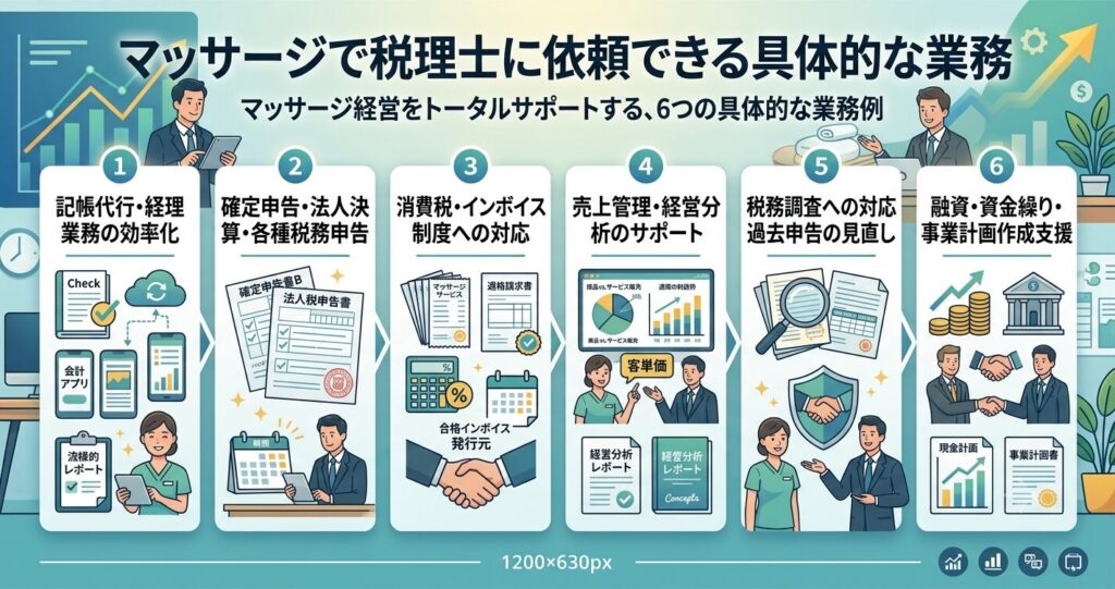 マッサージで税理士に依頼できる具体的な業務