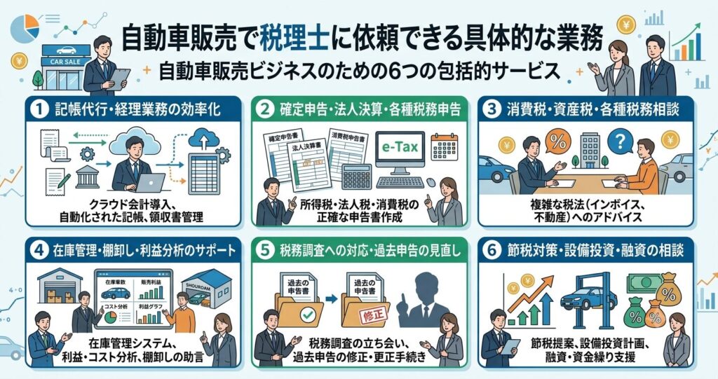 自動車販売で税理士に依頼できる具体的な業務
