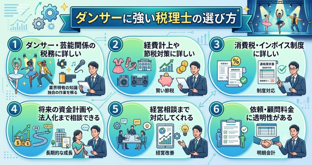 ダンサーに強い税理士の選び方