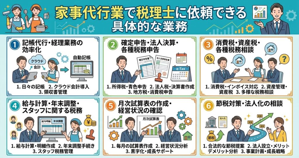 家事代行業で税理士に依頼できる具体的な業務
