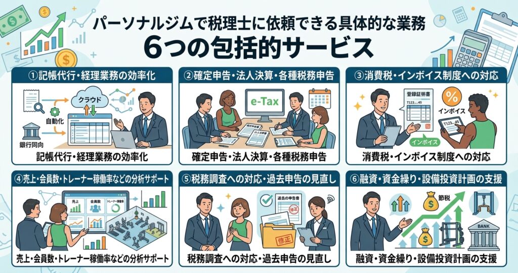 パーソナルジムで税理士に依頼できる具体的な業務