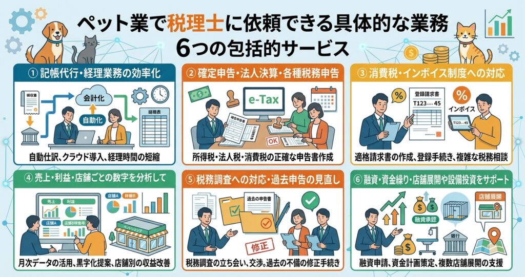 ペット業で税理士に依頼できる具体的な業務
