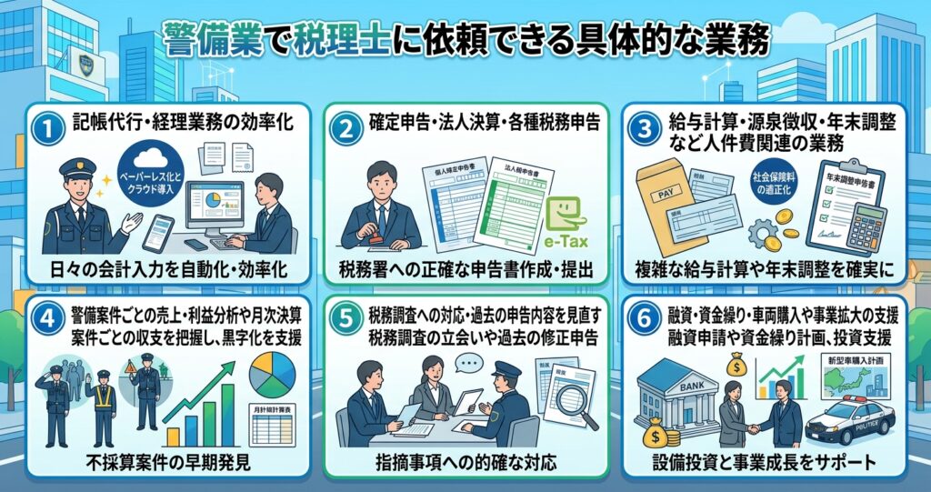 警備業で税理士に依頼できる具体的な業務