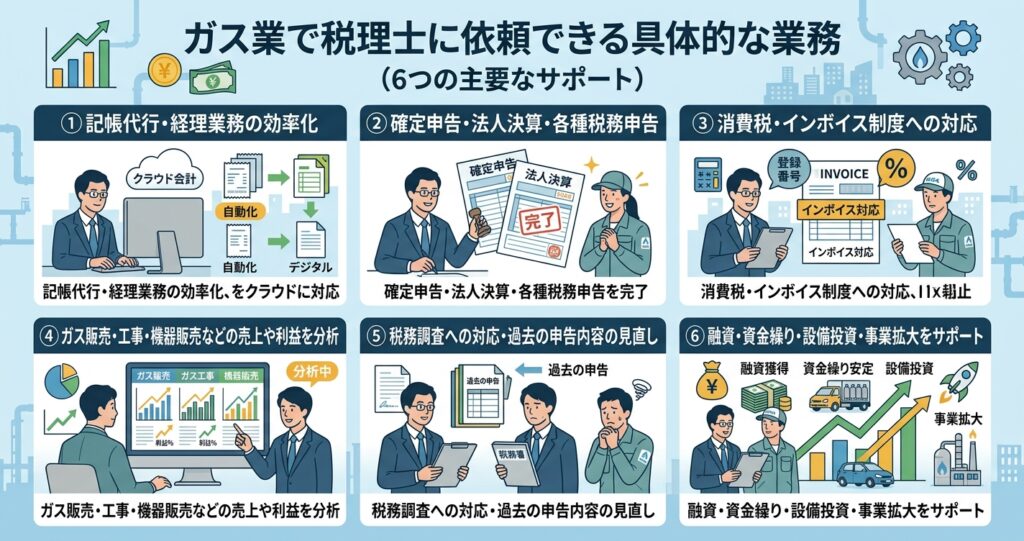 ガス業で税理士に依頼できる具体的な業務