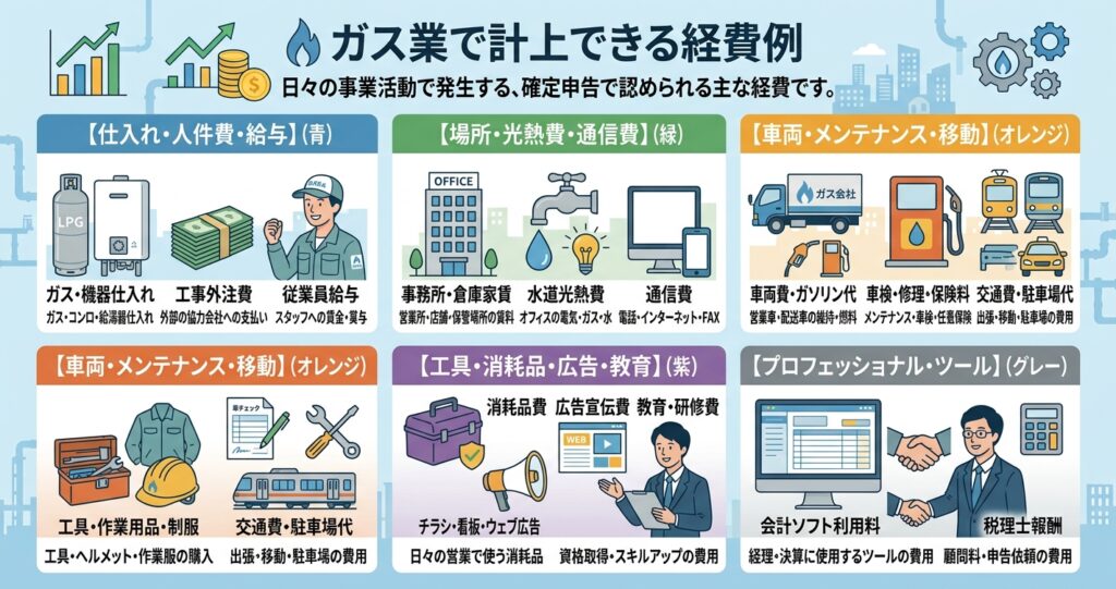 ガス業で計上できる経費